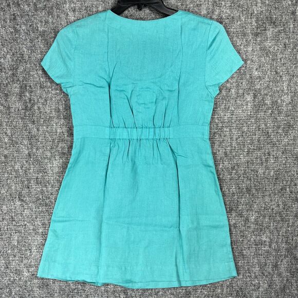 Boden Top Womens 6‎ Blue Linen Tunic Boho Embellished Elastic Waist Beaded - Picture 2 of 12